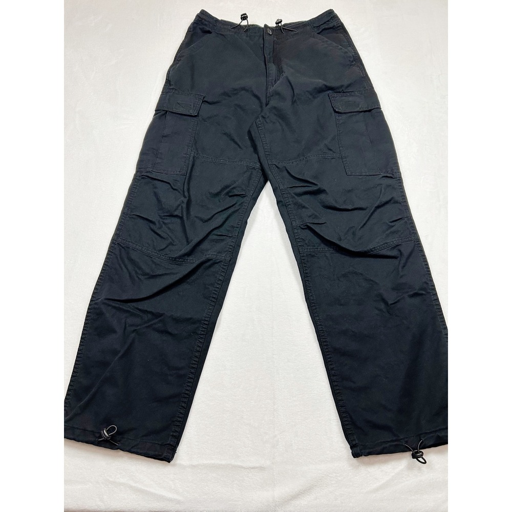 Brandy Melville Black Cotton Cargo Pants Adjustable Waist Toggle Hem MH615-Z120S